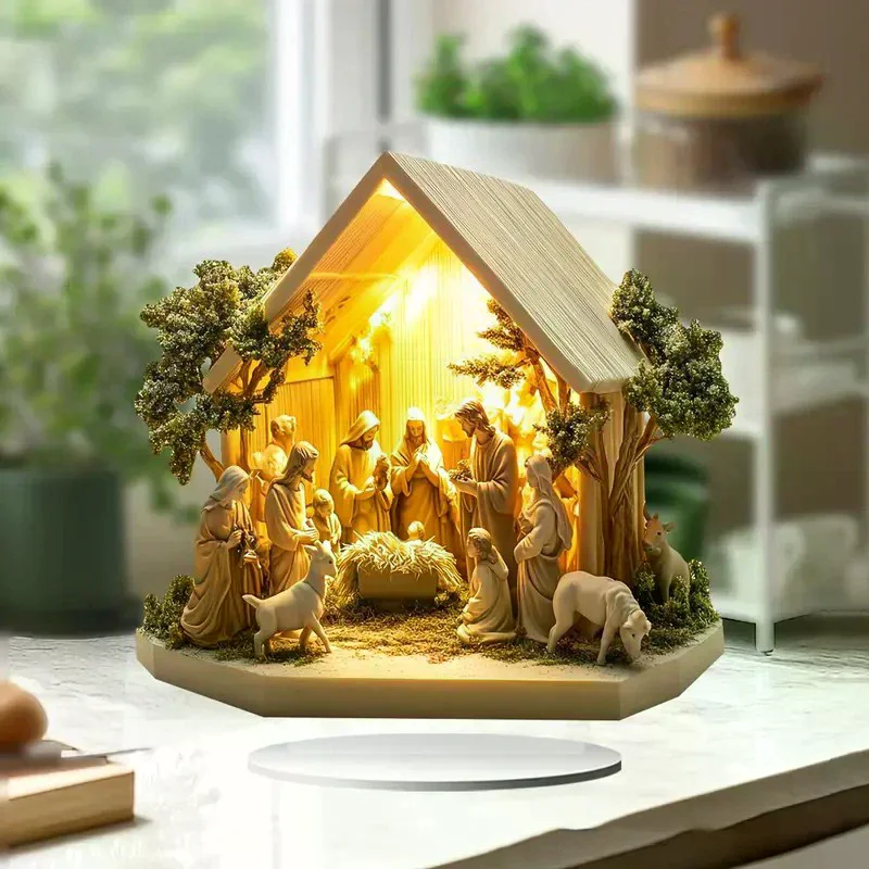2026 New Nativity Jesus Birth Scene Xmas Table Centerpiece Accessory 2D Flat Acrylic For Home Office Decoration Party Ornment