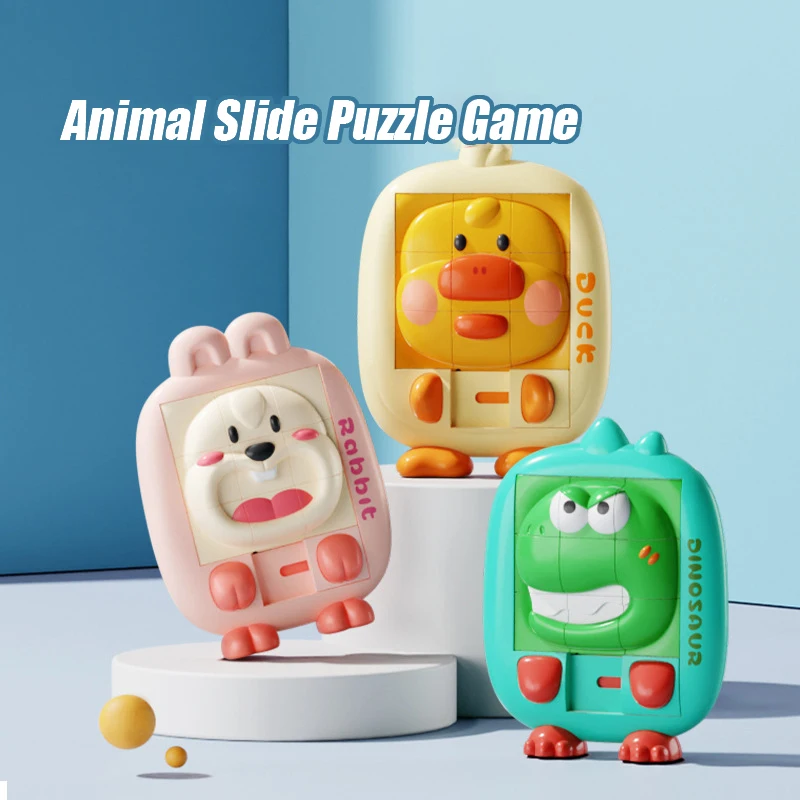 Animal Slide Puzzle Game Slide Puzzle Game Cartoon Animal Brain Teasers Boost Thinking Skills Portable Travel Toy