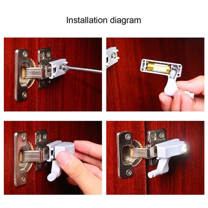 Universal LED sob a luz do armário, armário, armário, dobradiça interna, luz da noite, lâmpada para armário, cozinha, lâmpada da porta do quarto