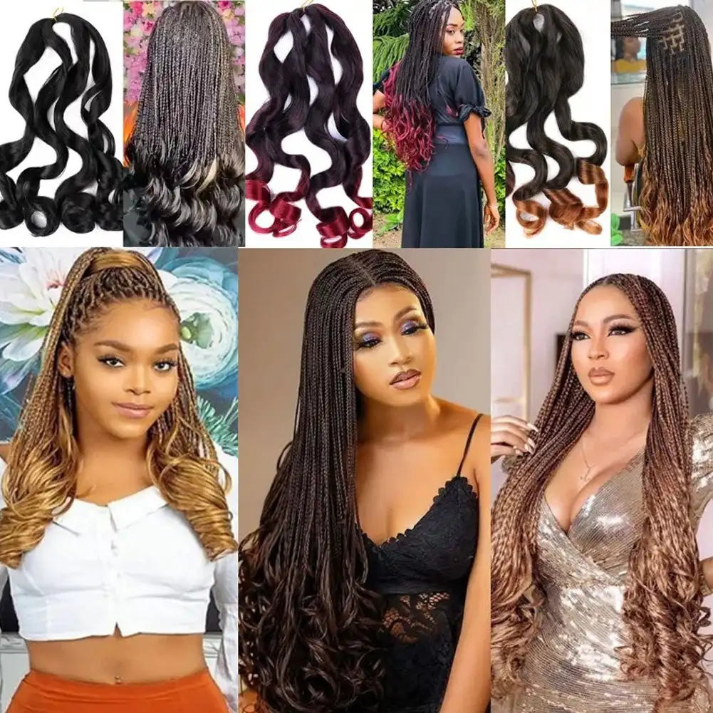 หลวมคลื่นเกลียว Curl Braids ผมสังเคราะห์ภาษาฝรั่งเศสคํา Curls Braiding Hair Extensions สูงอุณหภูมิ Ombre Pre ยืดผม