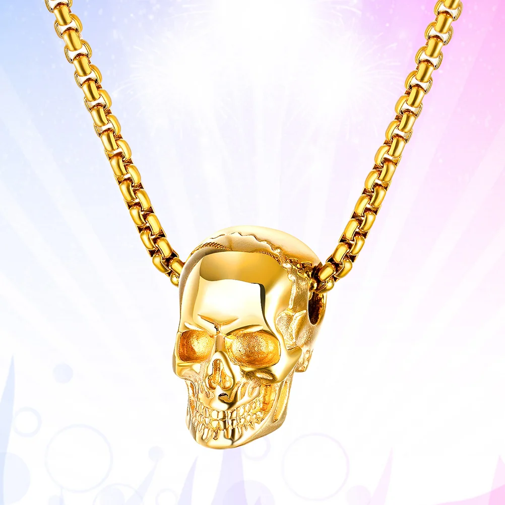 Fashionable Necklace Retro Men Pendant Titanium Steel Bike Stainless Comfortable Skull Gothic