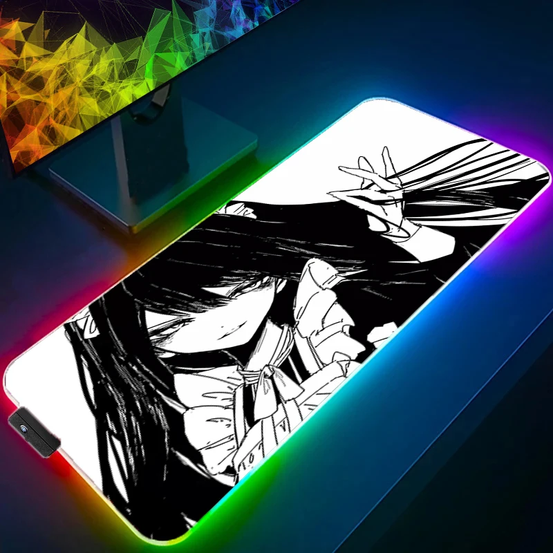 RGB Mouse Pad Anime Girls illustration Anime Gaming Accessories Mouse pad LED Completo Computer Keyboard Desk Mat Varmilo Table