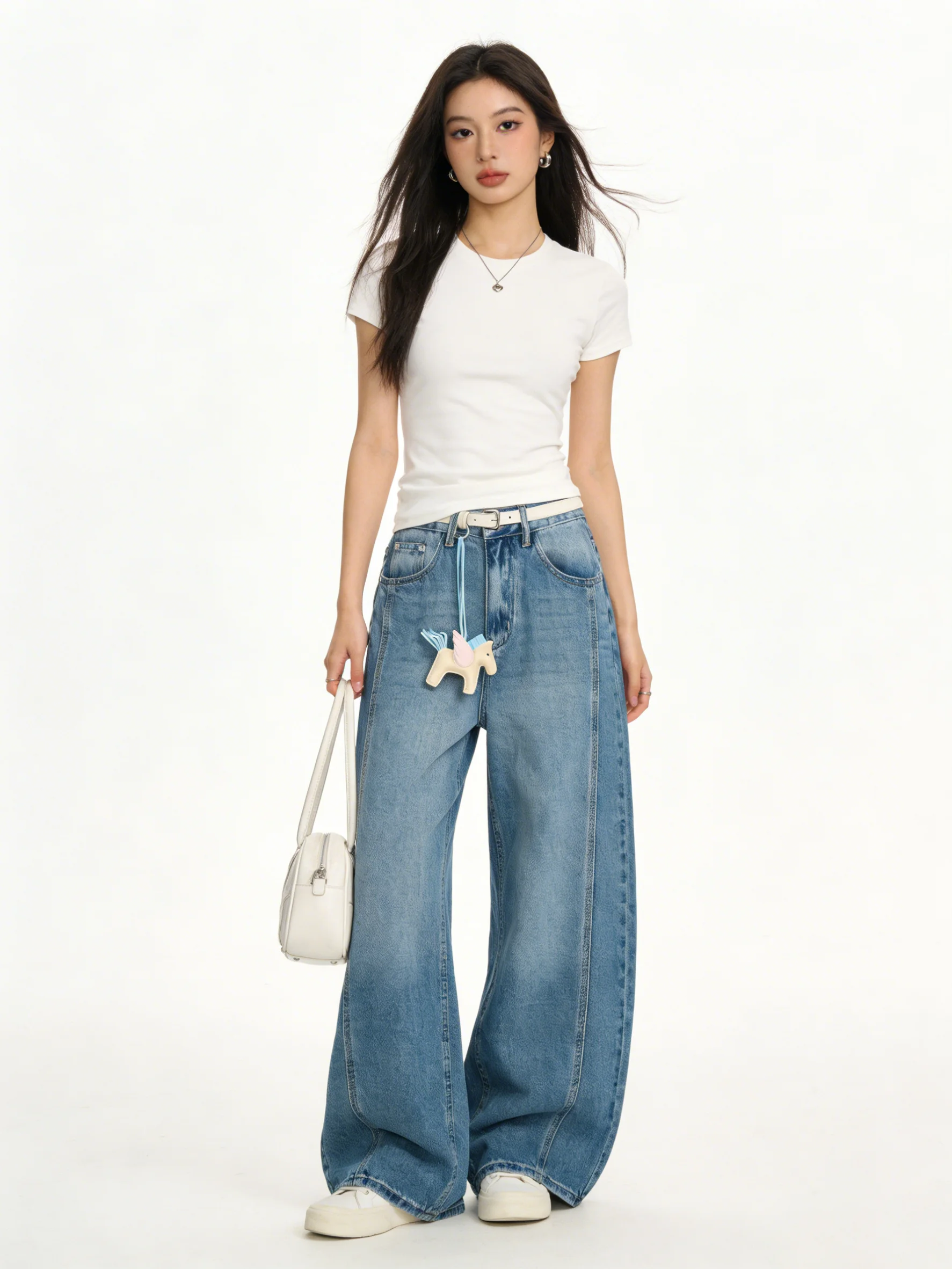 

High Waist Wide Leg Blue Jeans Commute Pants Korean Sle Spring Summer Autumn High Waist Knife Jeans Loose Fit