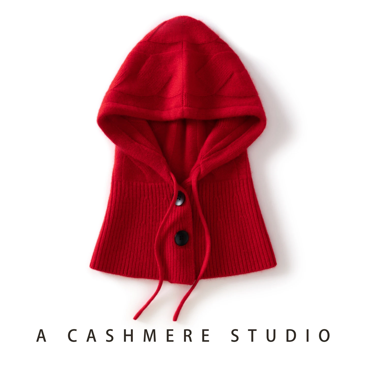 MERRILAMB 100% Natural Cashmere Balaclava Hat For Women Fashion Winter Knitted Outdoor Button-up Neck Hooded Warm Beanies Caps