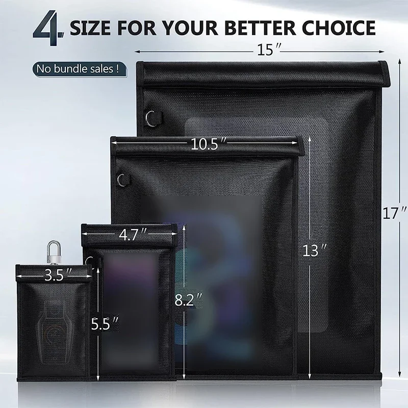 Waterproof Fireproof Rfid Blocking Pouch Car Key Faraday Bag Rf Signal Blocker Mobile Phone Case Car Key Signal Shielding Bag