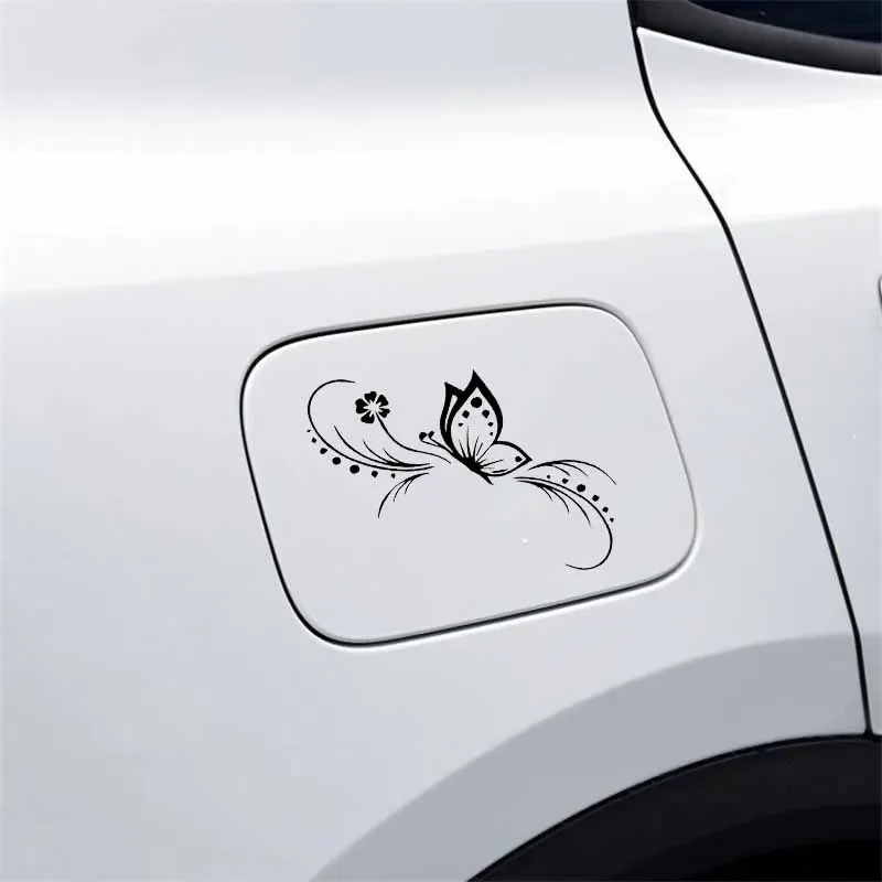 1Pc Butterfly Floral Art Vinyl Sticker, Waterproof Decal for Motorcycle Car Body Helmet DIY Personalized Exterior Styling Decor