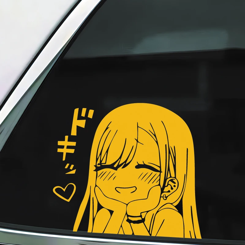 Smiling Anime Girl Decal, Cute Girls Add Vitality to Cars, High-Quality Waterproof Stickers Suitable for Smooth Substrates
