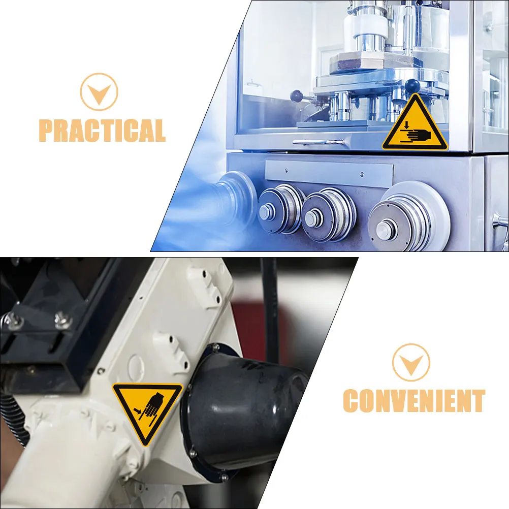 8Pcs Safety Warning Stickers Hand Crushing Sign Self Adhesive Machinery Pinch Labels Workplace Caution Hand Warning Decals