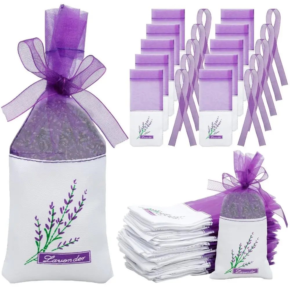 10/20PCS Drawstring Mesh Lavender Bags Indoor Deodorizing Purple Gauze Ribbons Drawstring Sachets Air Fresheners