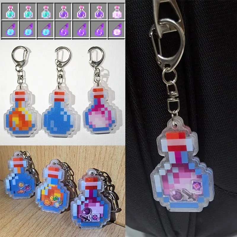 MineCraft Keychain جرعة قلادة لعبة هزاز سيارة حلقة رئيسية الديكور ظهره سحر الاطفال مضحك ألعاب إبداعية كيرينغ الهدايا