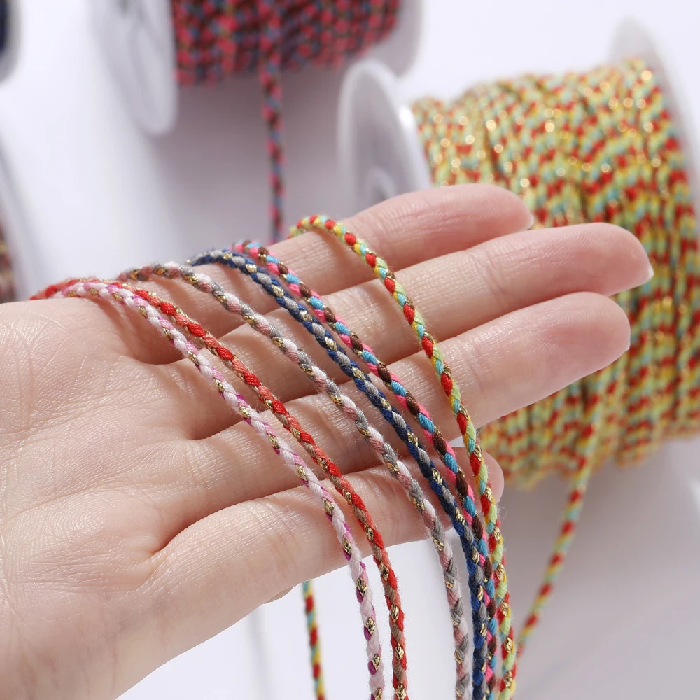 25Meters/Roll 2.0mm Gold Line Cotton Cord Rope Chinese Knot Macrame Bracelet Cord Rope For DIY Jewelry Making
