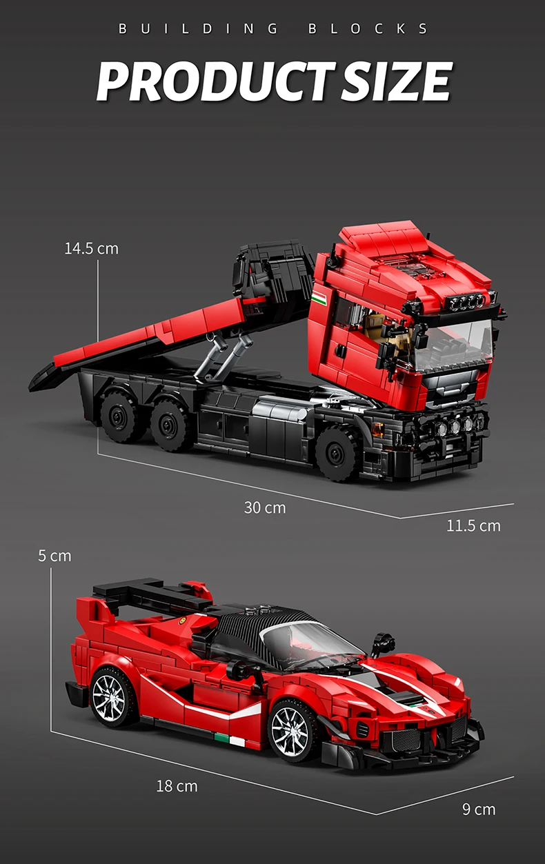 Technische Bausteine LKW-Sets Anhänger Autos Transportfahrzeug Kreative MOC Bauspielzeuge Geburtstagsgeschenke für Erwachsene 1728 Teile Modell – Detail 12