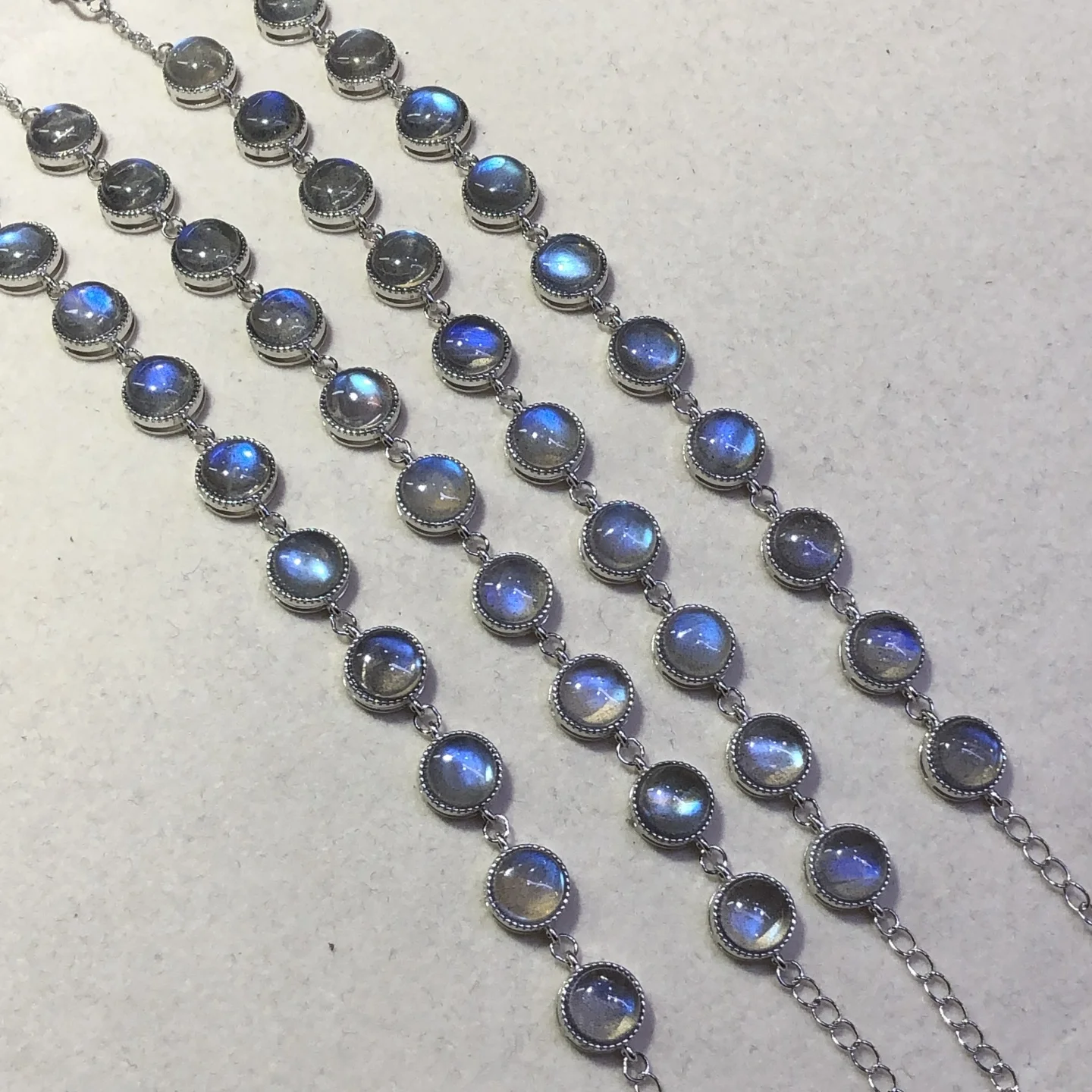 

1Pc Fengbaowu Natural Labradorite Gray Moonstone Bracelet 925 Sterling Silver Reiki Healing Stone Jewelry Gift For Women