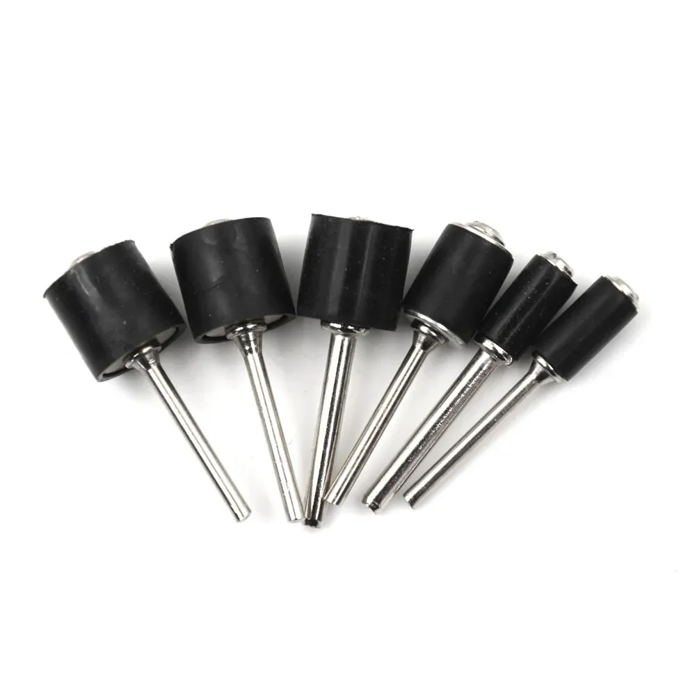 6PCS Rubber Mandrel 1/8 1/4 inch Grinder Drum Sanding Sandpaper Circle Kit Polishing Nails For Dremel Rubber Drum Mandrel