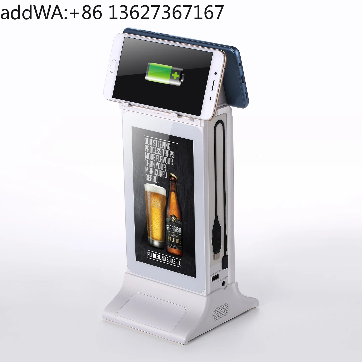 For Android Single LCD Touch Screen AD Player Restaurant Table Top Phone Charging Station Power Bank Digital Signage Display