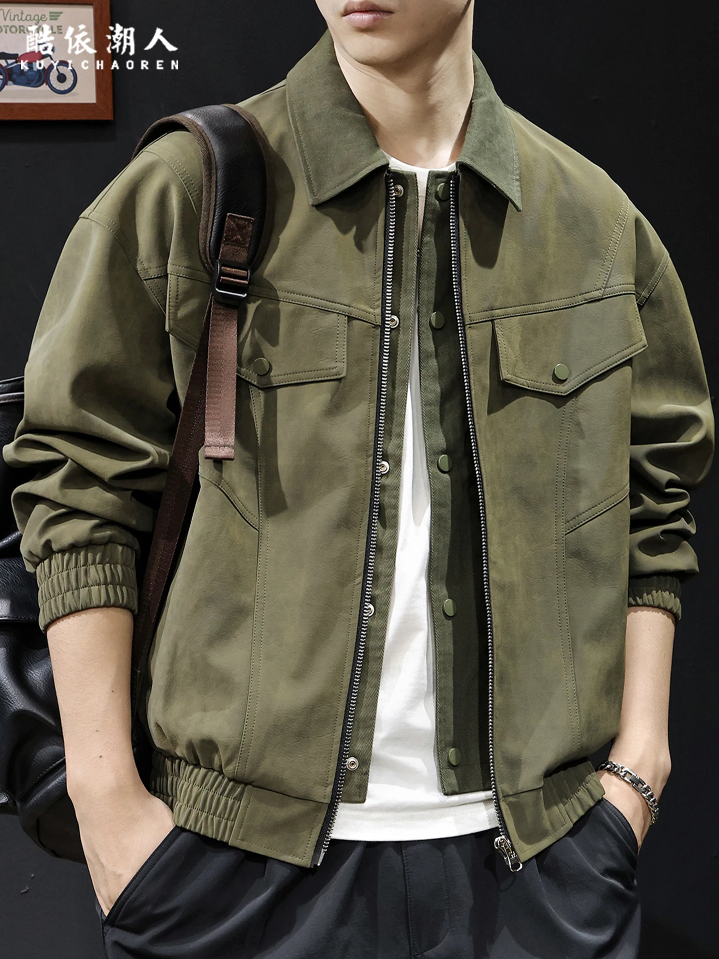

Новинка 2025, американская кожаная куртка в стиле ретро, мужская модная свободная повседневная универсальная мотоциклетная одежда большого размера, верхняя часть тела