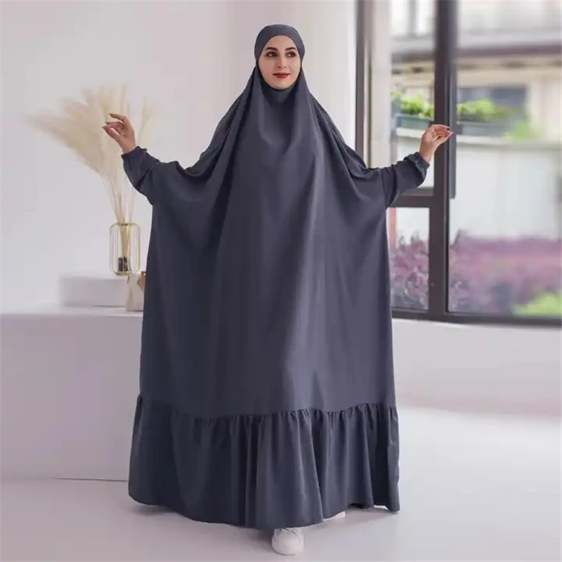 Women Khimar Prayer Garment Ramadan Muslim Abaya Kaftan Women Kaftan with Hijab Abayat Modest Dress Robe Islamic Arab Clothing