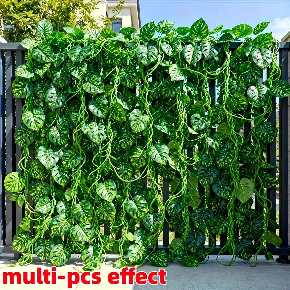 4PC Artificial Hanging Plants Fake Tropical Plants Vines Plastic Monstera Leaves Turtle Leafs for Garden Wedding Decor 2026