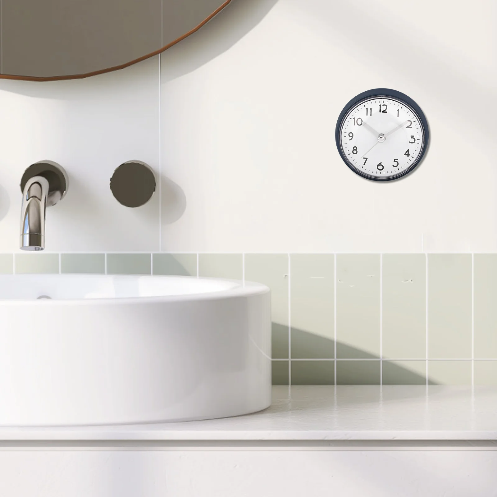 

Modern Bathroom Wall Clock with Suction Cup Waterproof for Shower Restroom Decor Stylish Living Room Kitchen Bedroom Time