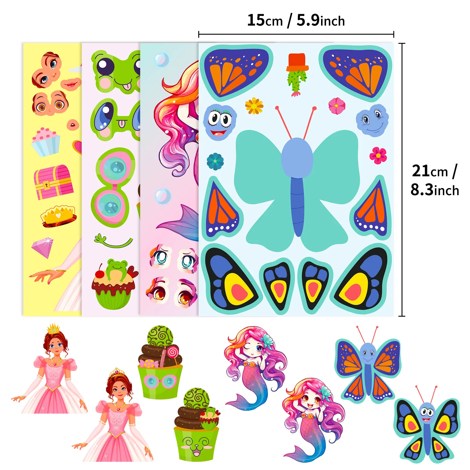 6PCS Fun Puzzle Face Changing Sticker Cartoon Parent Child Interactive Graffiti Puzzle Sticker for Children