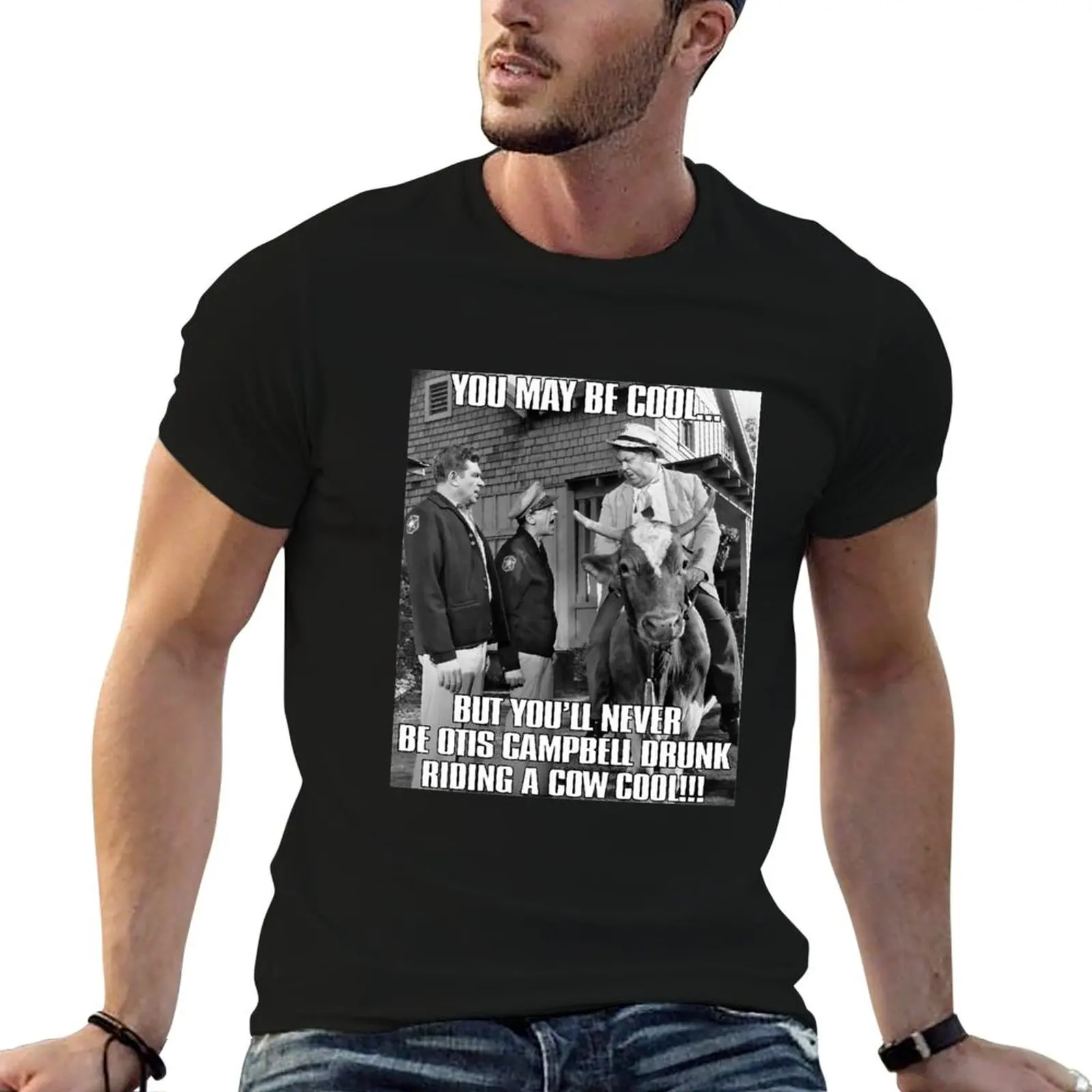 

Retro Gifts For Men You-May-Be-Cool-But-You'Ll-Never-Be-Otis-Campbell-Drunk-Riding-A-Cow-Cool Dark T-Shirt customs t shirts men