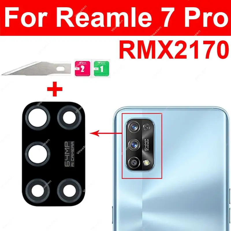 Для Realme 6 Pro 7 Pro 6S 6i 7i задний основной объектив камеры стеклянный задний объектив стекло с заменой наклейки