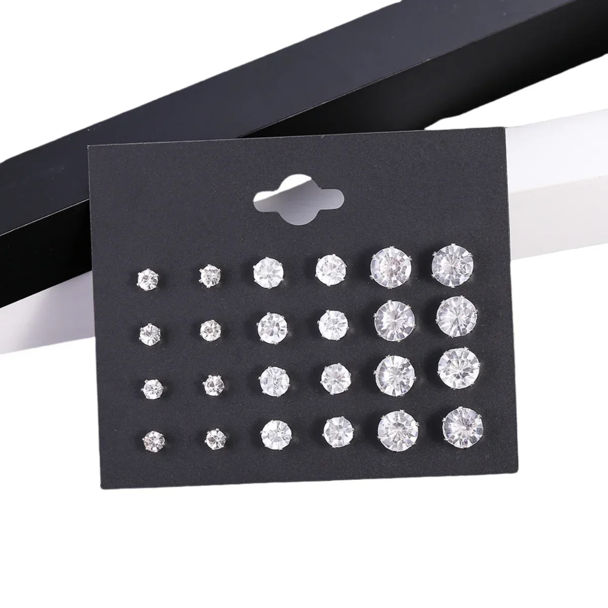 New 12 Pair/Pack White Shiny Wedding Stud Earrings Set For Women Men imitation Crystal Jewelry Accessories  Jewelry Earrings New