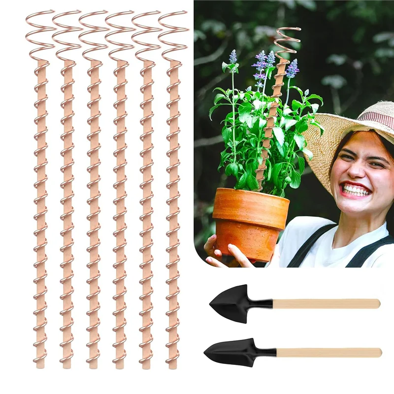

AB33-Electroculture Plant Stakes Set 6Pcs 11.5Inch Long Electroculture Gardening Copper Coil Antennas For Growing Garden, Plants