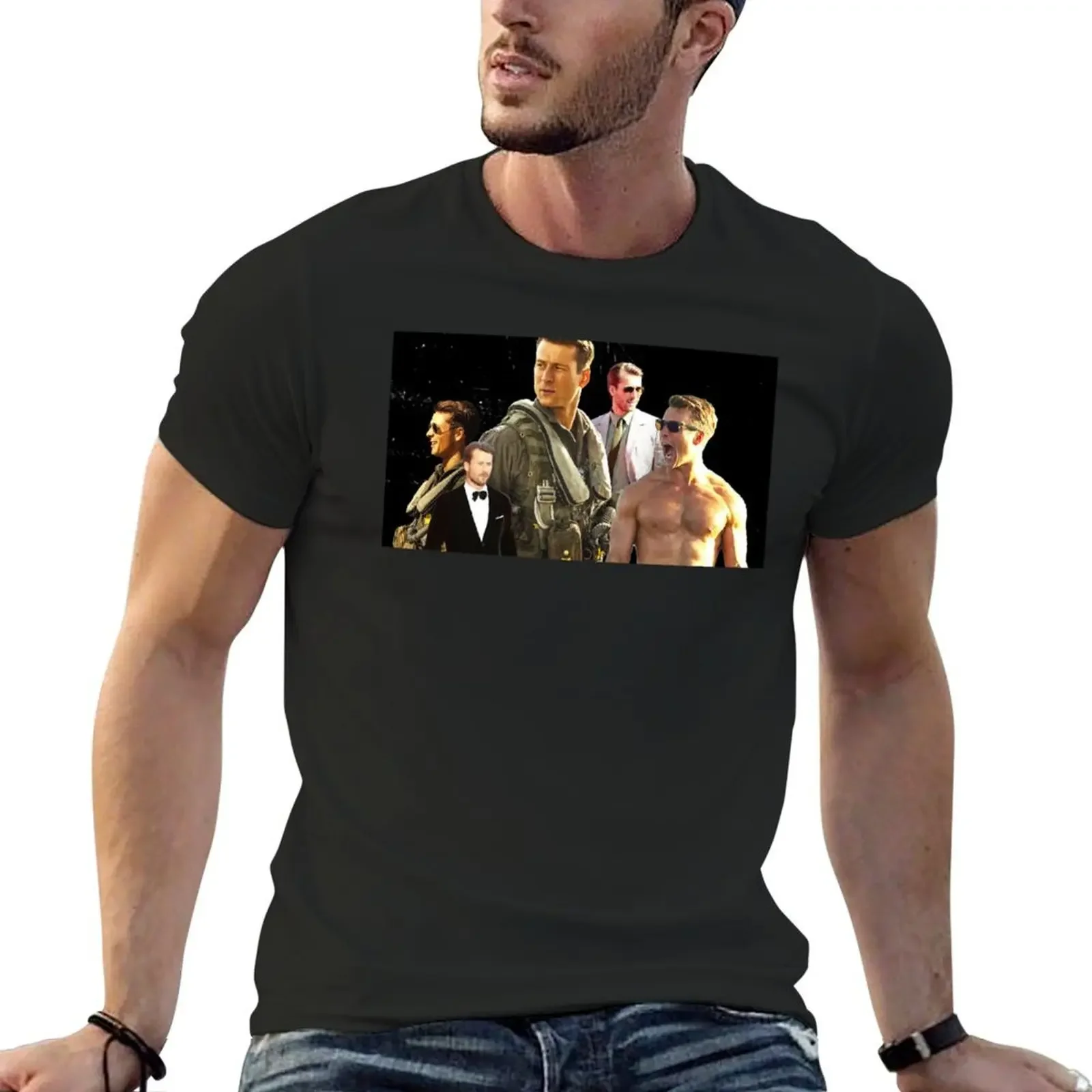 

Glen powell actor T-Shirt cute clothes plus sizes rapper graphic tees mens graphic t-shirts hip hop