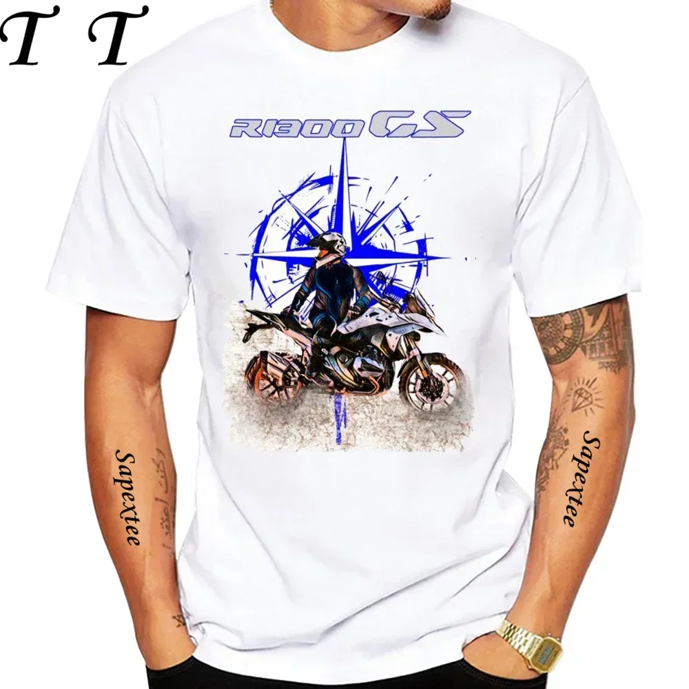 

Big Trail R 1300 GS Adventure Style Sport Riding T-Shirt Summer Men Short Sleeve Mans White Casual Tops Motorcycle Boy Tees