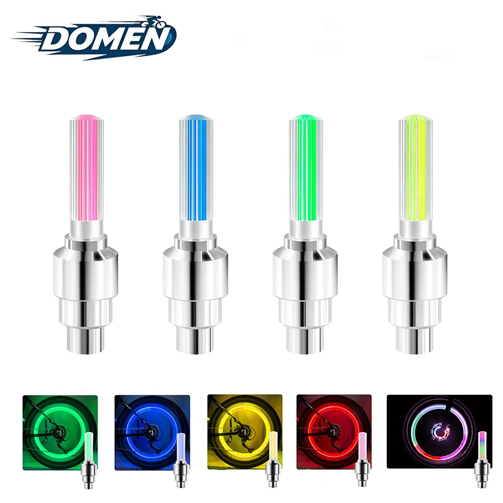 DOMEN Bicycle Motion Senso Tire Nozzle Valve Caps Lamp Bike LED Neon Bicycle Night Riding Warning Light Bicycle Accessories