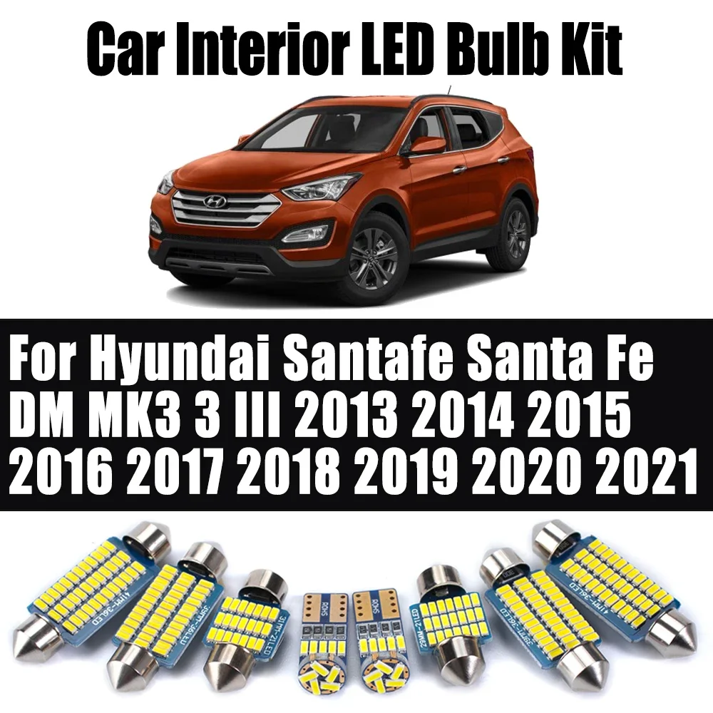 11 pçs led kit de luz leitura interior do carro para hyundai santafe santa fe dm mk3 3 iii 2013 2014 2015 2016 2017 2018 2019 2020 2021
