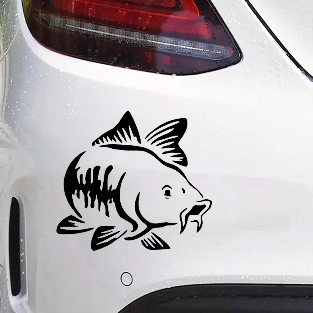 2-Pack 15x13.5cm Carp Fish Vinyl Sticker Self-Adhesive Waterproof Decal for Car Bumper Window Home Fishing Theme Decor