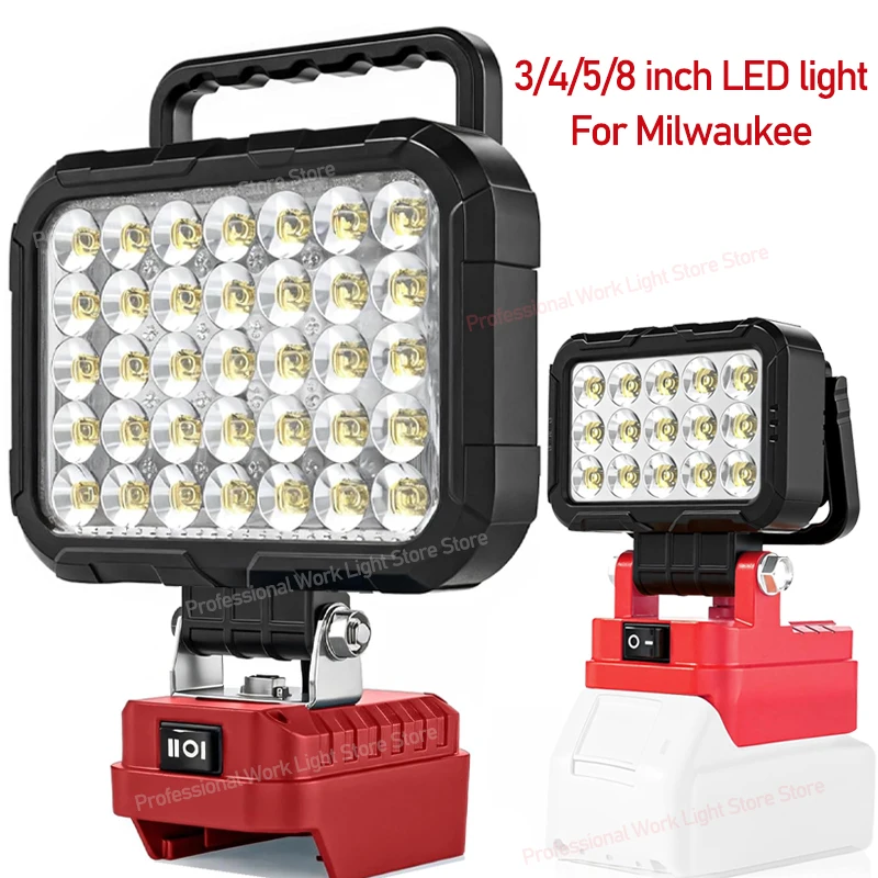 For Milwaukee LED Work Lamp 3/4/5/8 inch 18V Battery Accessory Tool Light Torch Flashlight Lantern Camping Portable Lighting