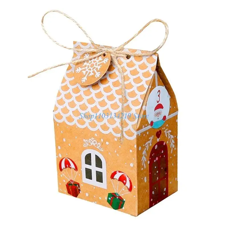 

N5KC Kraft Paper Cookies Candy Bag Snowflake Tags 1-24 Advent Calendar Stickers Rope Party Supplies Wrapping Box