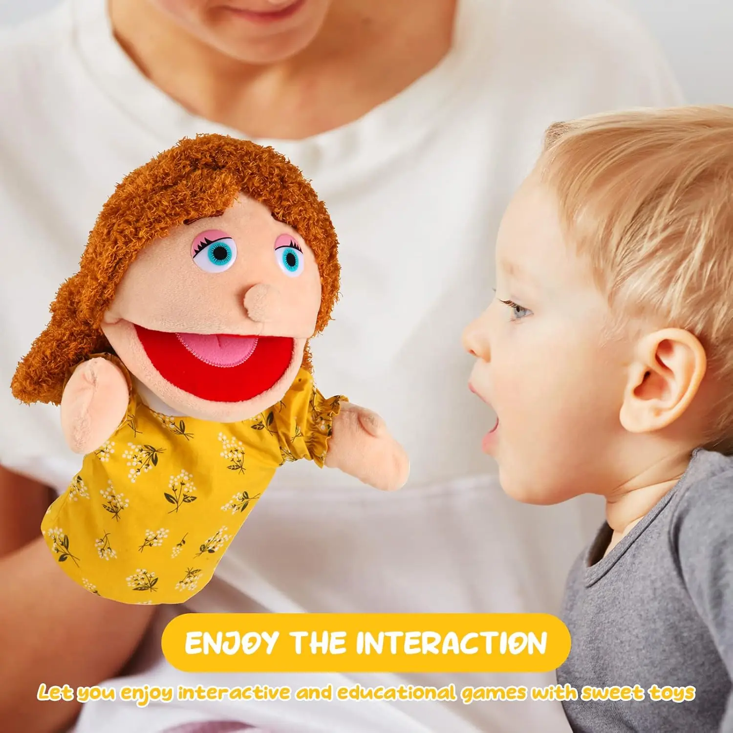 Mather Handpuppen – Weiche Plüsch-Handpuppen, interaktives Rollenspiel-Spielzeug zum Geschichtenerzählen für Kinder, fantasievolles Spielen