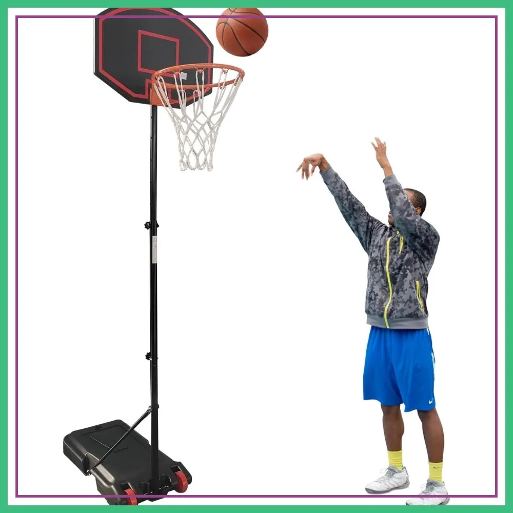 

Adjustable Basketball Hoop, 5-7.2ft Portable Backboard System, Fillable Base, Weather-Resistant for Backyard/Driveway/Indoor