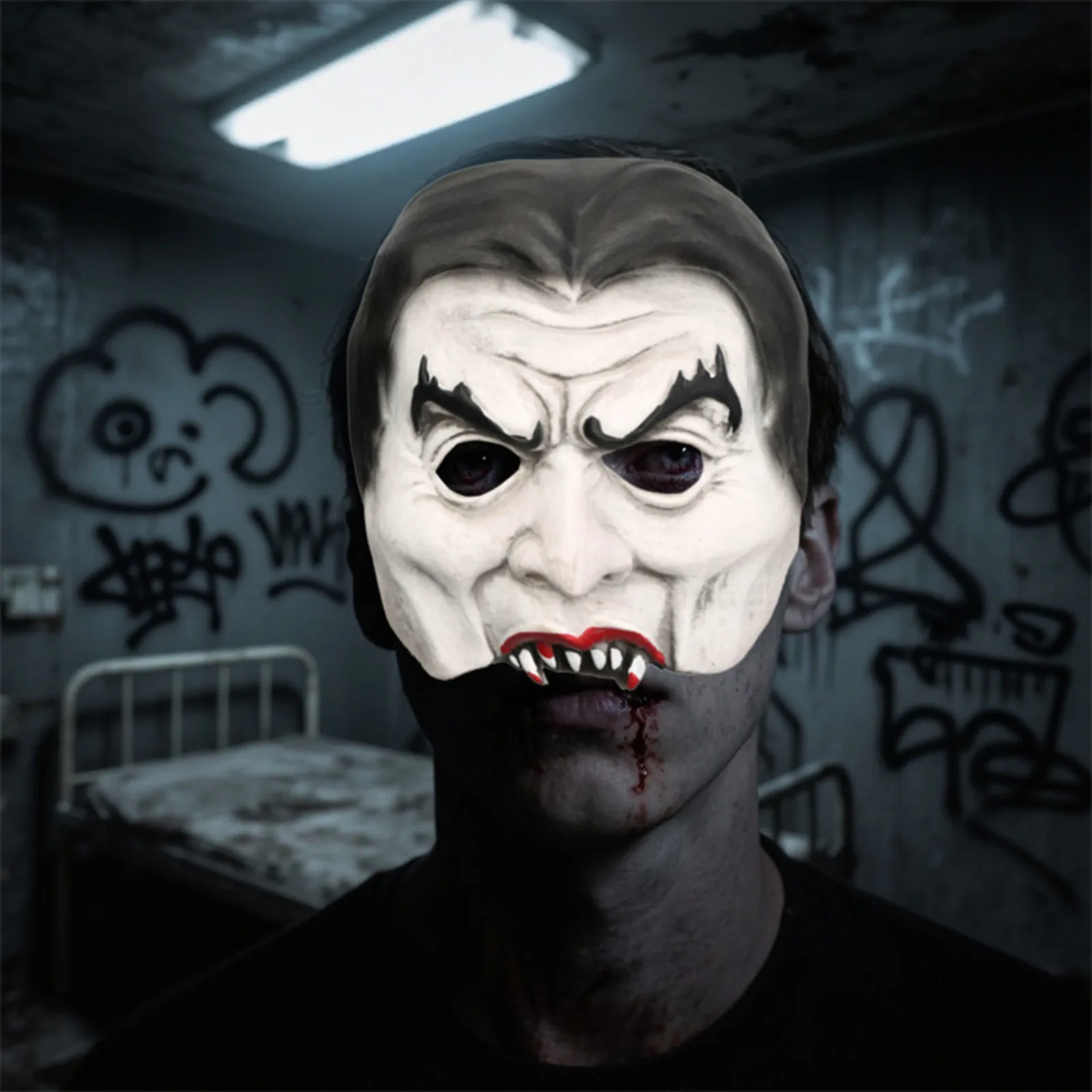 Máscara de Cosplay de Halloween aterradora, Material de látex, accesorios de Casa Encantada transpirable, tocado suave realista para Halloween, actuación en teatro