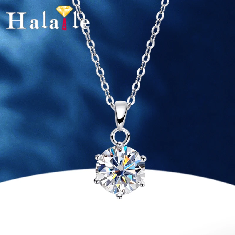 

Halaile D Color Moissanite S925 Sterling Silver Round Pendant Necklace Neckchain Trendy Fine Jewelry Women Sparkly Gift