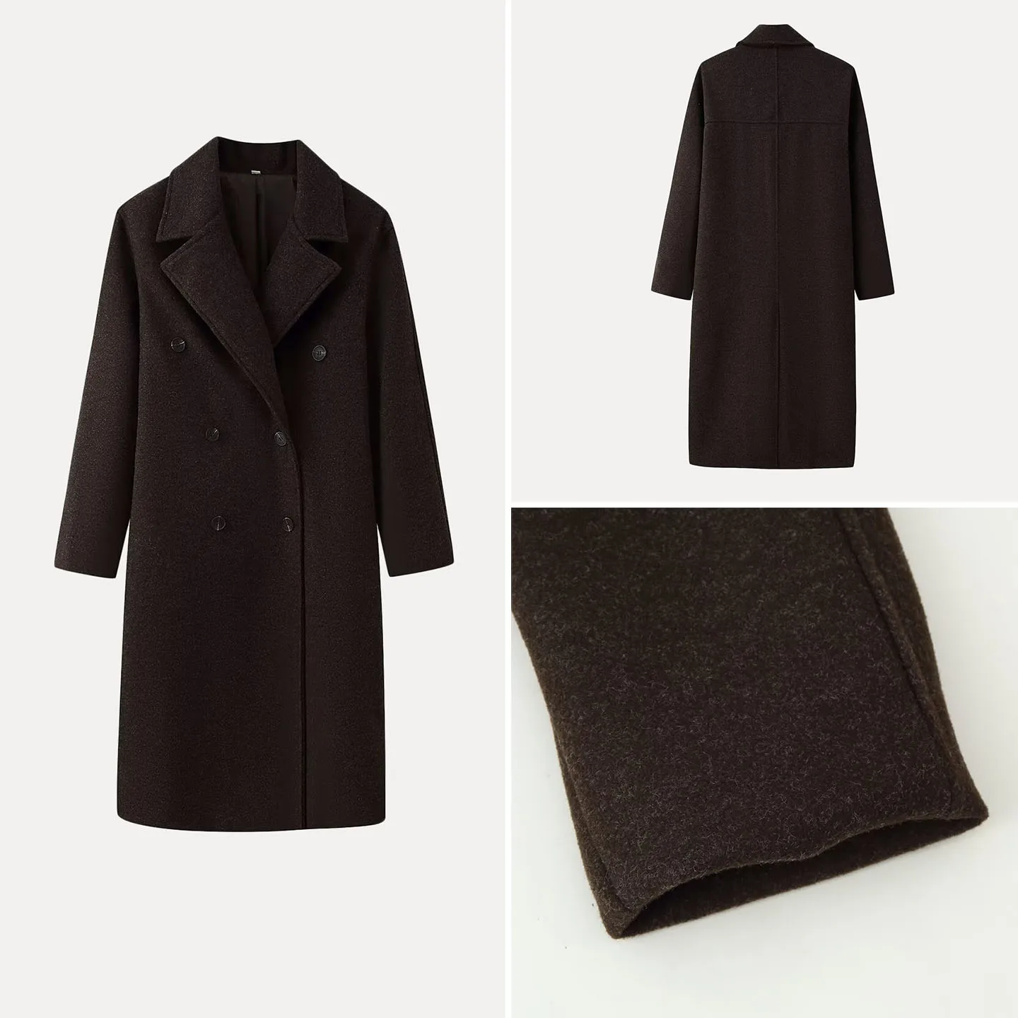 

Faionable Double-Breasted Woolen Coat 2025 Autumn New Women's Sle Versatile Personali Quali Long Sve Mid-Length