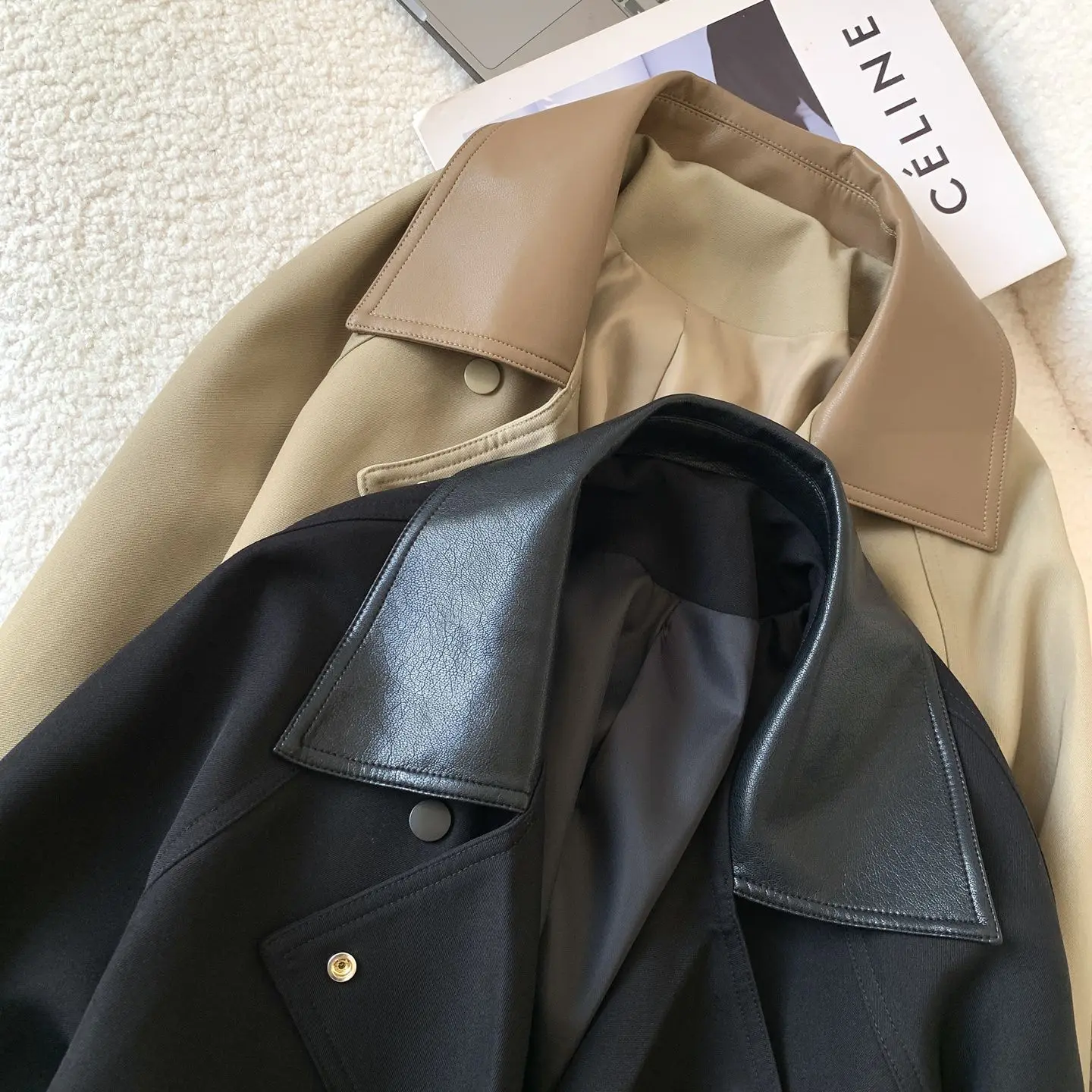 

2026 British Style Windbreaker Coat Women's New Contrast Jacket Spring Autumn High-end Overwear Ladies Temperament Long Outcoat