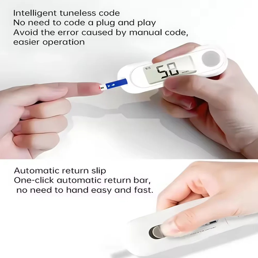 Medizinisches Blutzuckermessgerät 50 Stück Teststreifen Lanzetten Blutzuckermessgerät-Set Zuckermonitor Glucometro für Diabetes Blutzuckermessung – Detail 9