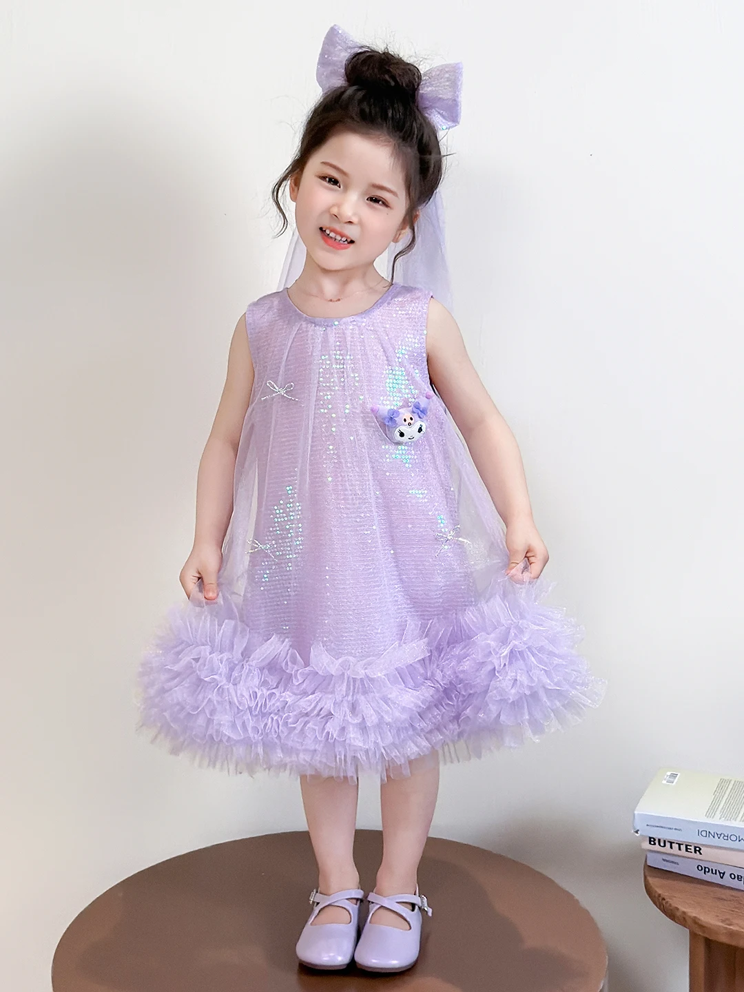 Vestido de Verão Estilo Princesa para Meninas, Saia de Malha com Colete, Vestido de Tule Macio de Cintura Média, Moda Infanti...
