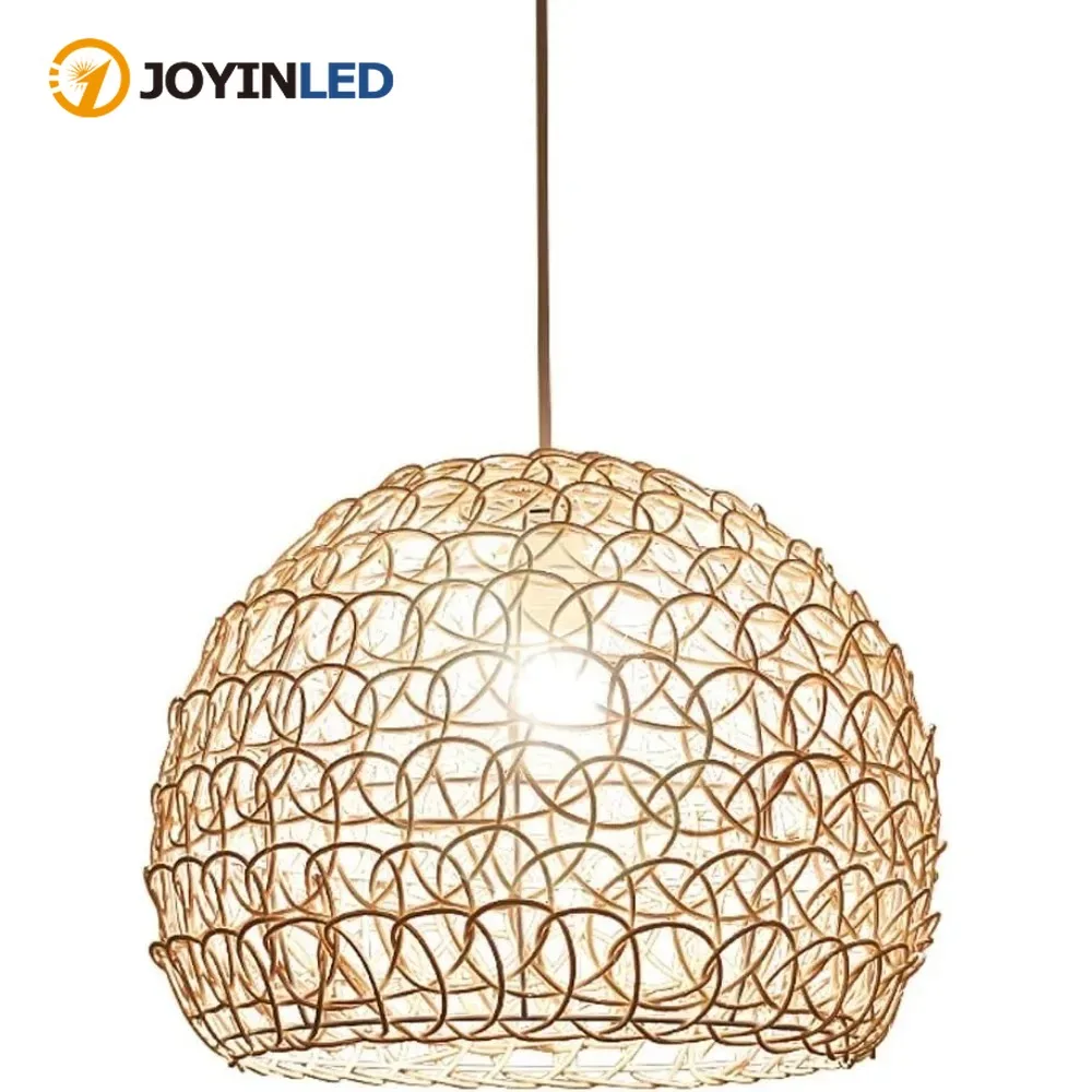 

Подвесной светильник JOYINLED 25 см из ротанга ручной работы, люстра в стиле фермерского дома, освещение для гостиной, потолочный подвесной светильник