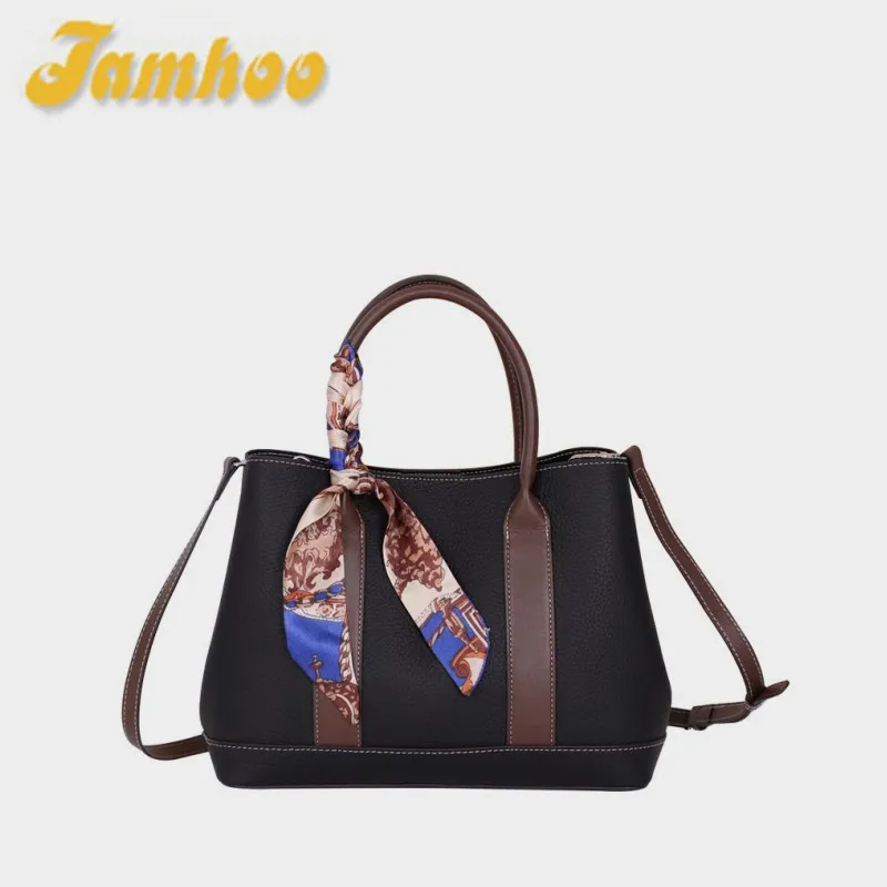 

Jamhoo Women's Handbag Soft Leather Simple Solid Color Ribbons Female Crossbody Bags For Women Wild Shoulder Diagonal Bags Girls