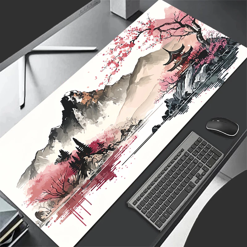 Watercolor landscape painting mouse pad XL gaming computer mousepad large art desk pads game laptop office anti-slip rug 900*400