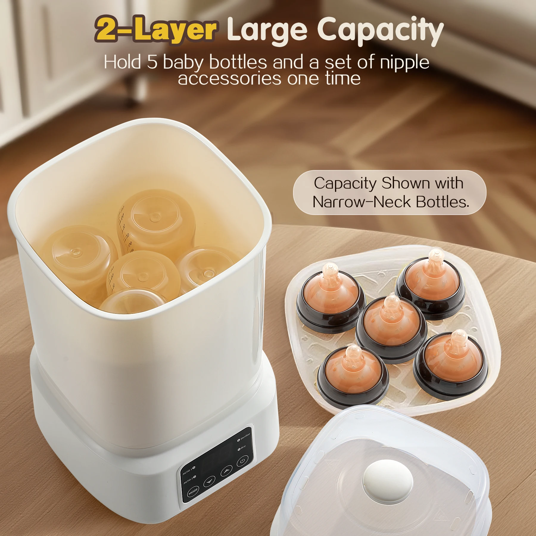 8-in-1 30-min Fast Drying, Compact for Travel‌ Baby Bottle Sterilizer & Dryer