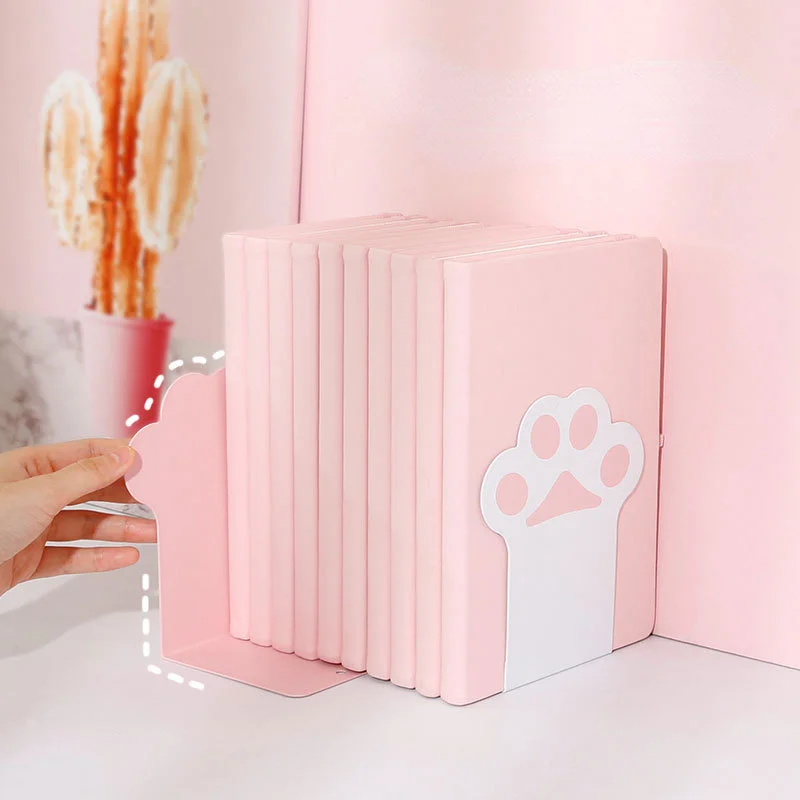 2pcs Creative Cat Paw Bookends Kawaii Anti-skid Book Organizer Desktop Book Support Korean Stationery School Office Supplies