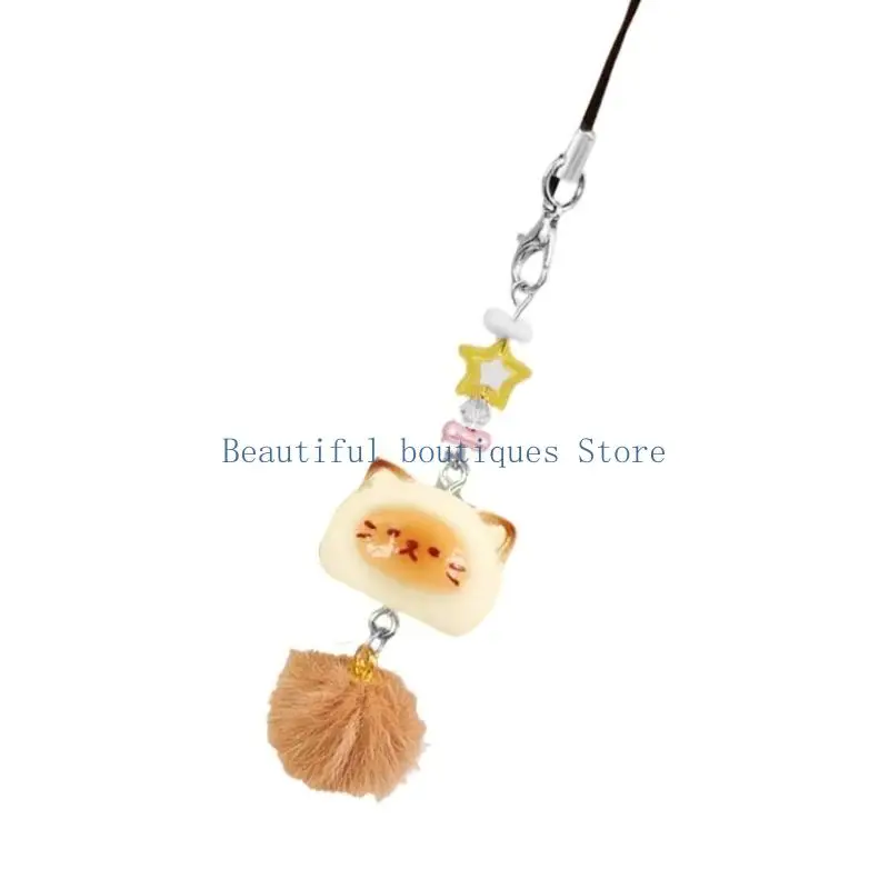 U4LF Cuddly Phone Charm Accessory Cartoon Phone Lanyard Resin Phone Chain Strap