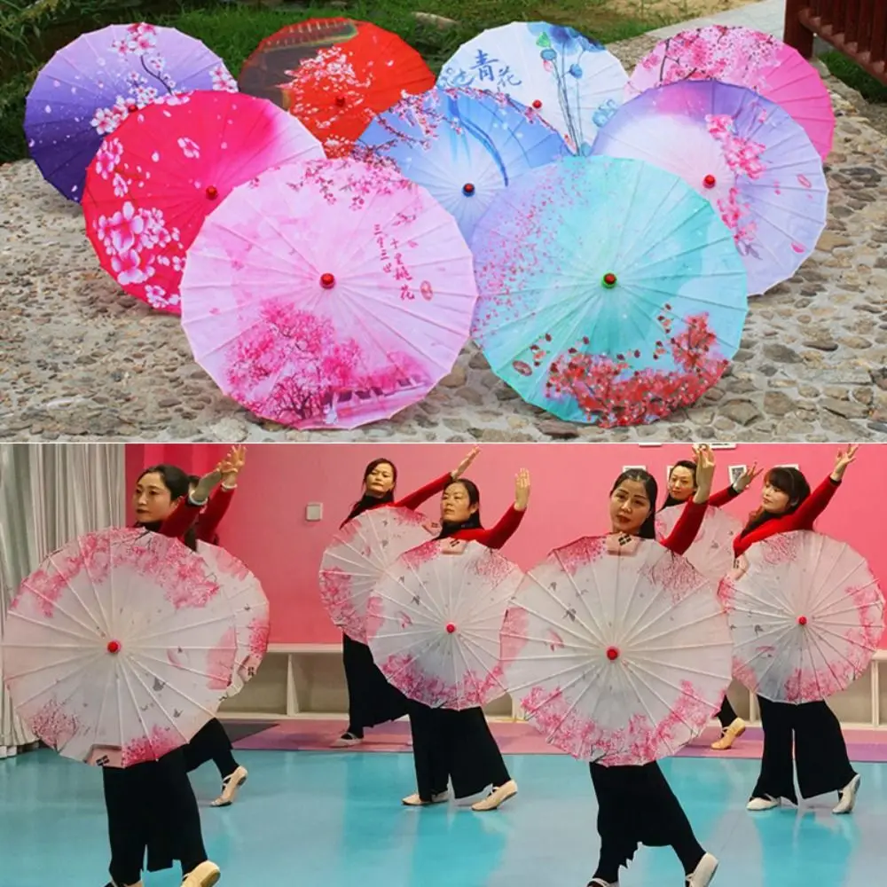 

56 см зонтик с веером из шелковой ткани в китайском античном стиле, косплей, зонт Hanfu из масляной бумаги, 10 цветов, реквизит, танцевальный зонт